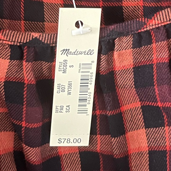 *SOLD* Madewell Plaid Ruffle Blouse - Picture 6 of 6
